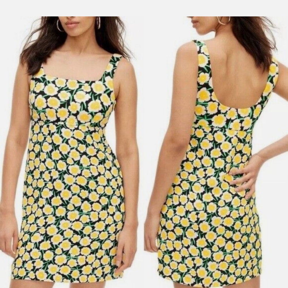 Diane Von Furstenberg For Target 90's Shift Yellow Poppy Mini Dress